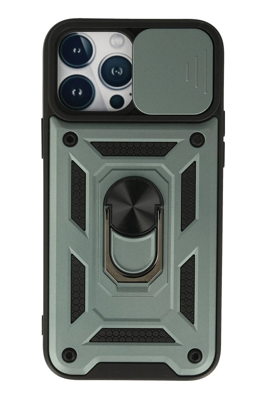 iPhone 13 Pro Max Pars Lens Yüzüklü Silikon Kılıf - Yeşil