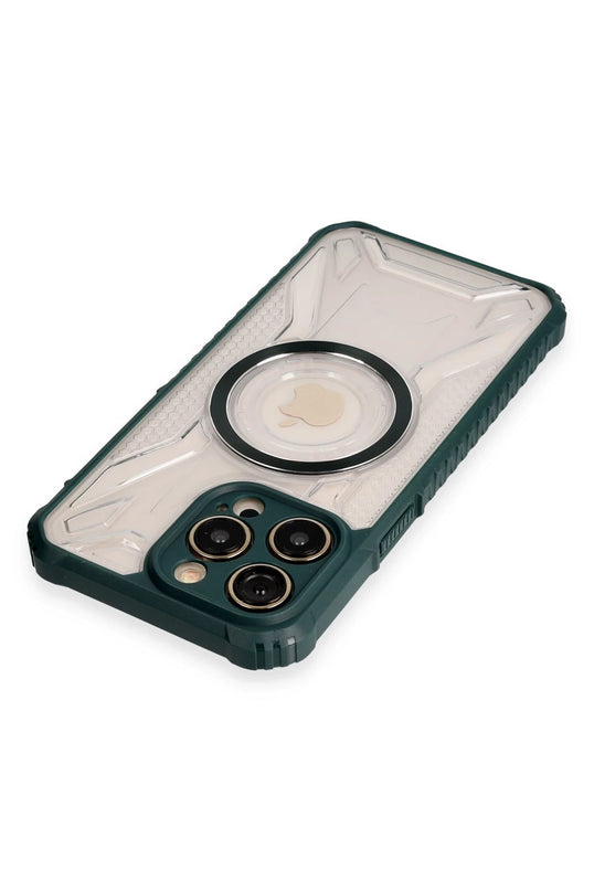 iPhone 13 Pro Max Prag Magneticsafe Kapak Kılıf - Koyu Yeşil 3