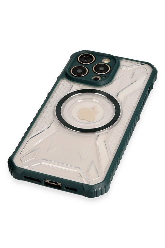 iPhone 13 Pro Max Prag Magneticsafe Kapak Kılıf - Koyu Yeşil 4