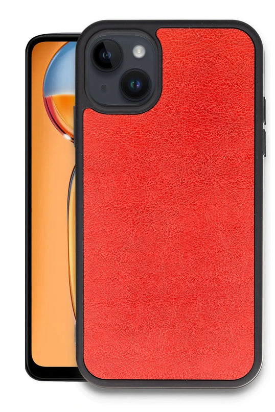 iPhone 14 Aras Deri Kapak Kılıf - Kırmızı