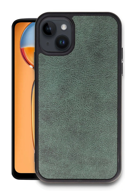 iPhone 14 Aras Deri Kapak Kılıf - Koyu Yeşil