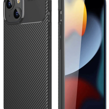 iPhone 14 Auto Focus Karbon Kapak Kılıf - Siyah
