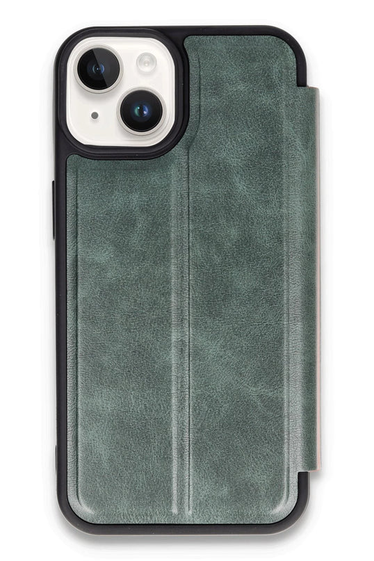 iPhone 14 Flip Cover Kılıf - Koyu Yeşil