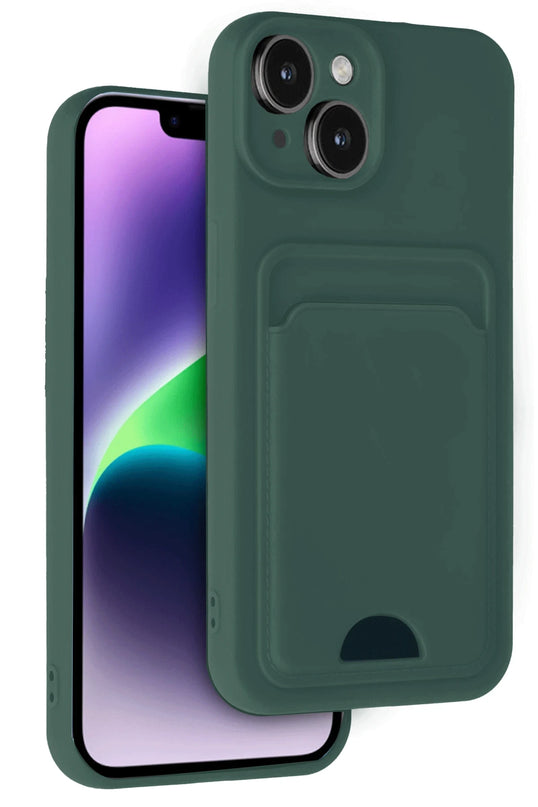 iPhone 14 Kelvin Kartvizitli Silikon Kılıf - Koyu Yeşil