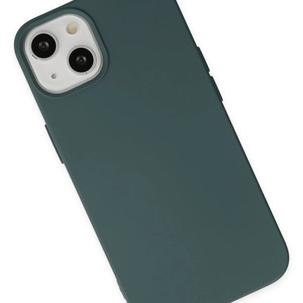 iPhone 14 Nano içi Kadife Silikon Kılıf - Koyu Yeşil 3