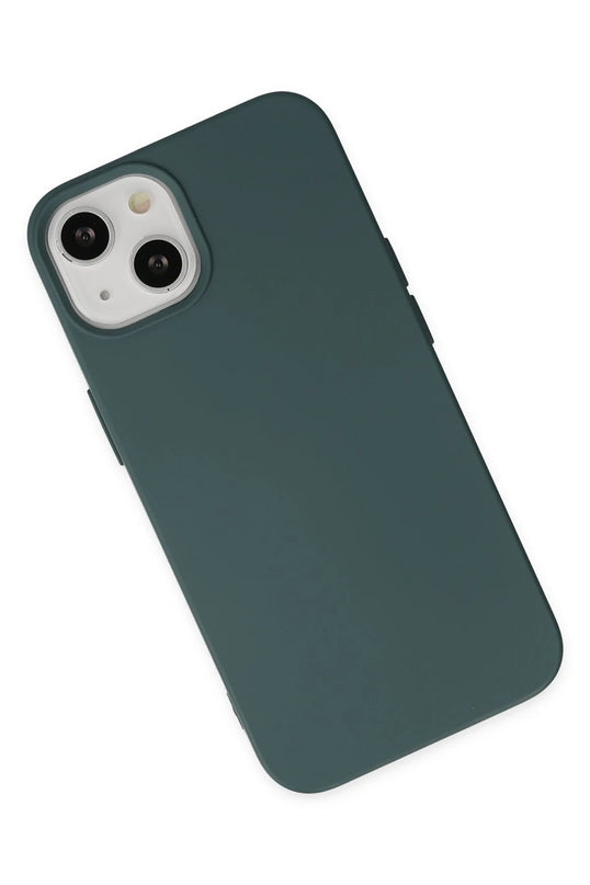 iPhone 14 Nano içi Kadife Silikon Kılıf - Koyu Yeşil 3