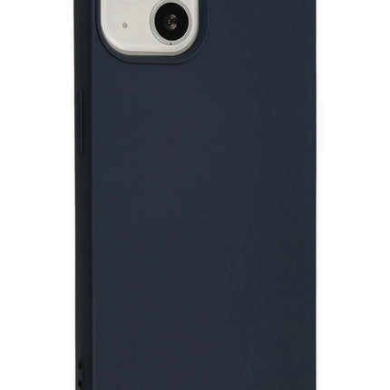 iPhone 14 Nano içi Kadife Silikon Kılıf - Lacivert 2
