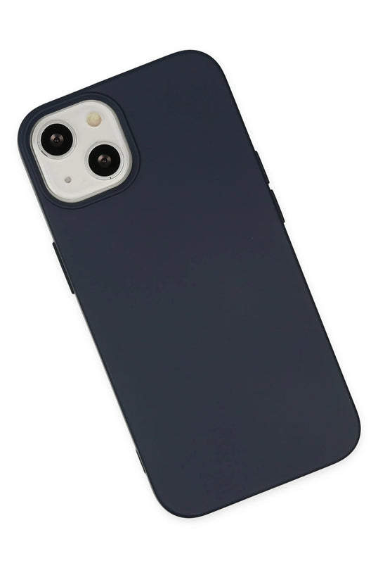 iPhone 14 Nano içi Kadife Silikon Kılıf - Lacivert 3