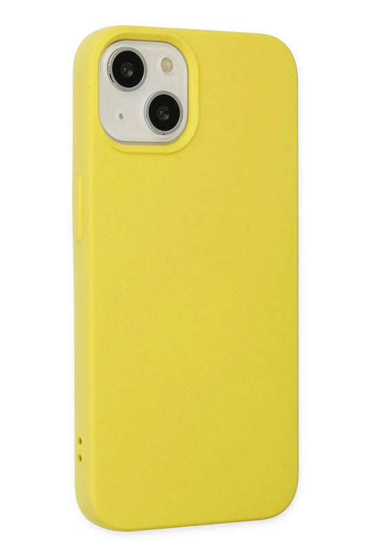 iPhone 14 Nano içi Kadife Silikon Kılıf - Sarı 2