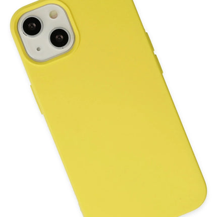 iPhone 14 Nano içi Kadife Silikon Kılıf - Sarı 3