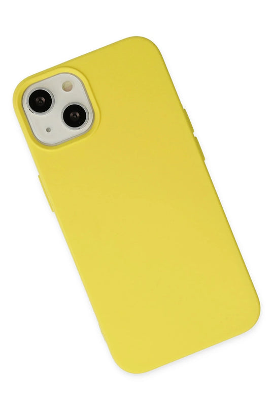 iPhone 14 Nano içi Kadife Silikon Kılıf - Sarı 3