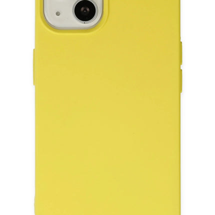 iPhone 14 Nano içi Kadife Silikon Kılıf - Sarı