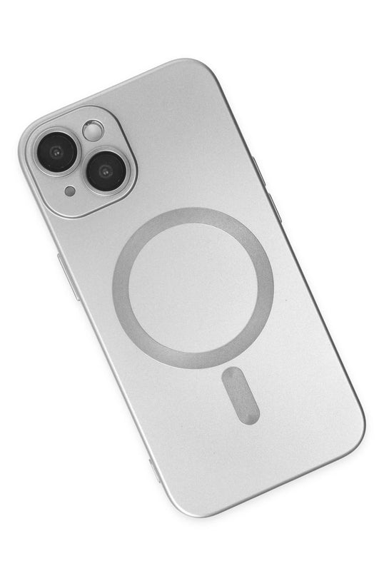iPhone 14 Plus Moshi Lens Magneticsafe Silikon Kılıf - Gümüş 3