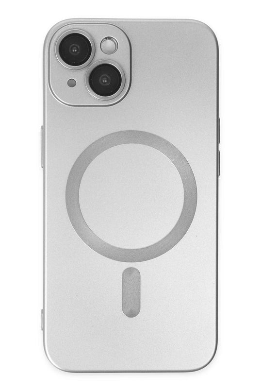 iPhone 14 Plus Moshi Lens Magneticsafe Silikon Kılıf - Gümüş
