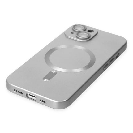 iPhone 14 Plus Moshi Lens Magneticsafe Silikon Kılıf - Gümüş 4