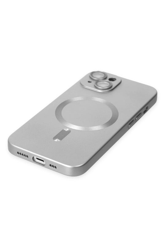 iPhone 14 Plus Moshi Lens Magneticsafe Silikon Kılıf - Gümüş 4