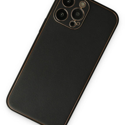 iPhone 14 Pro Coco Deri Silikon Kapak Kılıf - Siyah 2