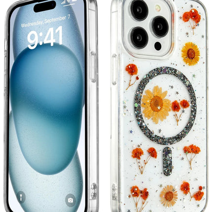 iPhone 14 Pro Daisy Simli Magsafe Kapak Kılıf - Siyah