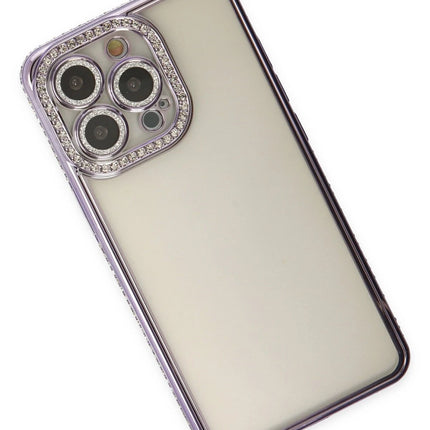 iPhone 14 Pro Joke Taşlı Silikon Kılıf - Mor 3