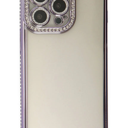 iPhone 14 Pro Joke Taşlı Silikon Kılıf - Mor 2