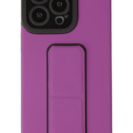 iPhone 14 Pro Mega Standlı Silikon Kılıf - Mor