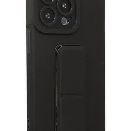 iPhone 14 Pro Mega Standlı Silikon Kılıf - Siyah 5