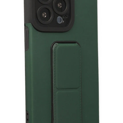 iPhone 14 Pro Mega Standlı Silikon Kılıf - Yeşil 5