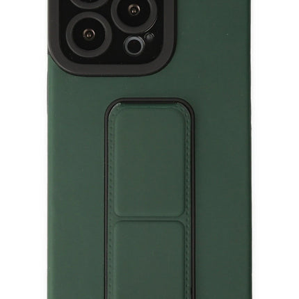 iPhone 14 Pro Mega Standlı Silikon Kılıf - Yeşil