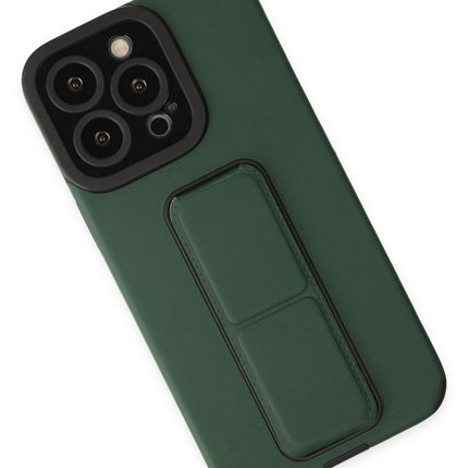 iPhone 14 Pro Mega Standlı Silikon Kılıf - Yeşil 2