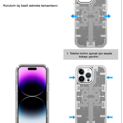 iPhone 14 Pro Mekanik Bumper Kapak Kılıf - Gold 4