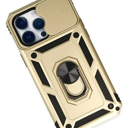 iPhone 14 Pro Pars Lens Yüzüklü Silikon Kılıf - Gold 3