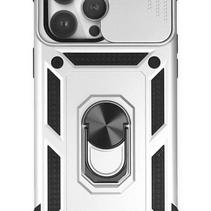 iPhone 14 Pro Pars Lens Yüzüklü Silikon Kılıf - Gümüş