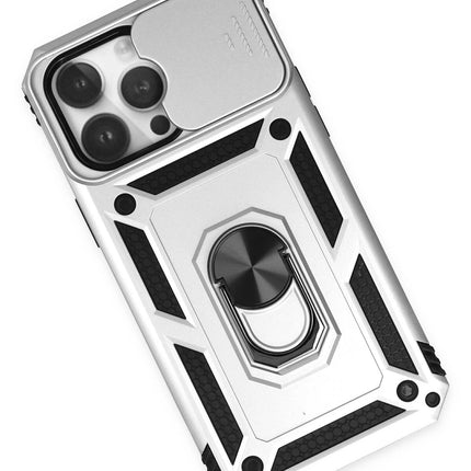 iPhone 14 Pro Pars Lens Yüzüklü Silikon Kılıf - Gümüş 2