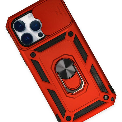 iPhone 14 Pro Pars Lens Yüzüklü Silikon Kılıf - Kırmızı 3