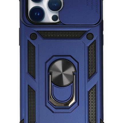 iPhone 14 Pro Pars Lens Yüzüklü Silikon Kılıf - Lacivert