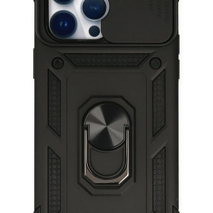 iPhone 14 Pro Pars Lens Yüzüklü Silikon Kılıf - Siyah