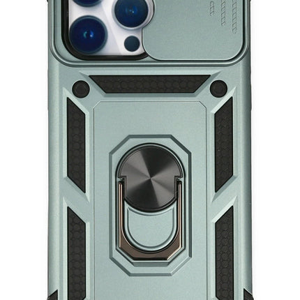 iPhone 14 Pro Pars Lens Yüzüklü Silikon Kılıf - Yeşil