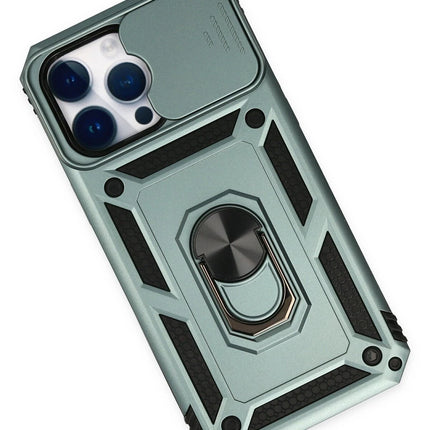 iPhone 14 Pro Pars Lens Yüzüklü Silikon Kılıf - Yeşil 3