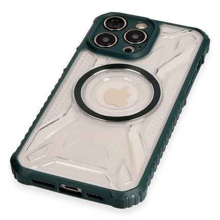 iPhone 14 Pro Prag Magneticsafe Kapak Kılıf - Koyu Yeşil 4