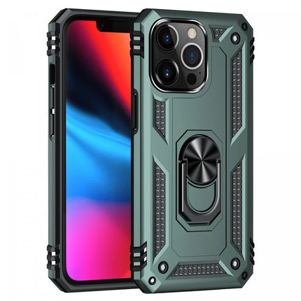 iPhone 14 Pro Sofya Yüzüklü Silikon Kapak Kılıf - Yeşil