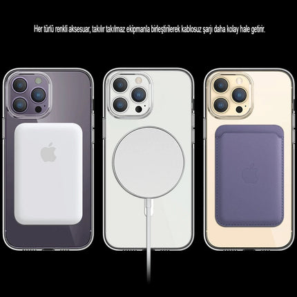 iPhone 14 Pro Tron Şeffaf Magsafe Kapak Kılıf - Mavi 10