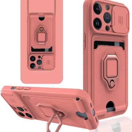 iPhone 14 Pro Zuma Kartvizitli Yüzüklü Silikon Kılıf - Pembe