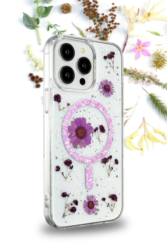 iPhone 14 Pro Max Daisy Simli Magsafe Kapak Kılıf - Mavi 3