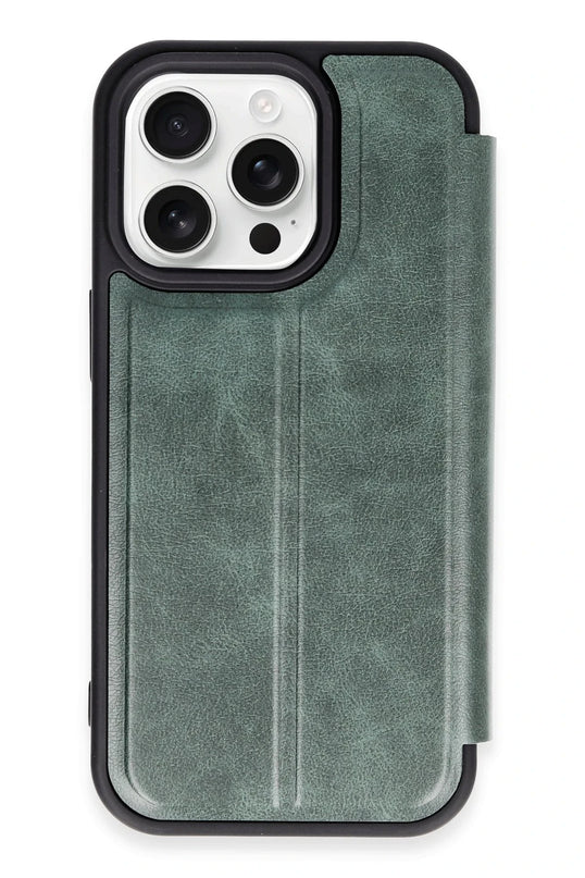 iPhone 14 Pro Max Flip Cover Kılıf - Koyu Yeşil
