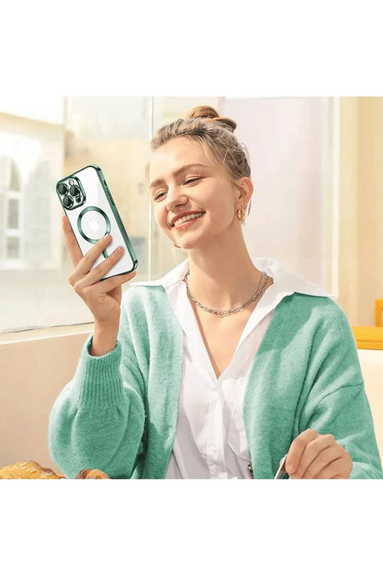 iPhone 14 Pro Max Kross Magneticsafe Kapak Kılıf - Koyu Yeşil 2