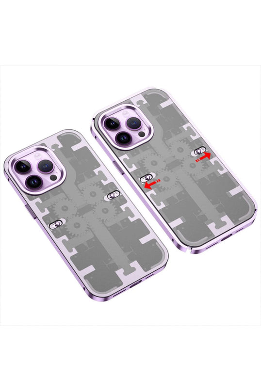 iPhone 14 Pro Max Mekanik Bumper Kapak Kılıf - Derin Mor