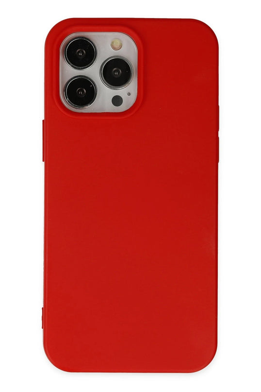 iPhone 14 Pro Max Nano içi Kadife Silikon Kılıf - Kırmızı