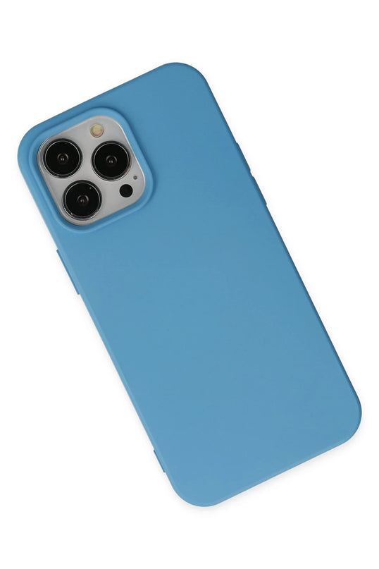 iPhone 14 Pro Max Nano içi Kadife Silikon Kılıf - Mavi 3