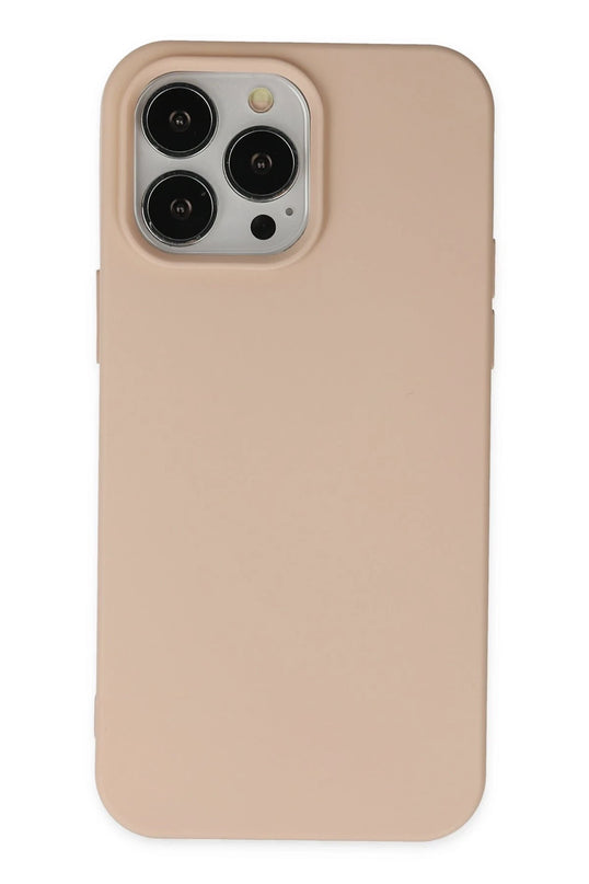 iPhone 14 Pro Max Nano içi Kadife Silikon Kılıf - Pudra