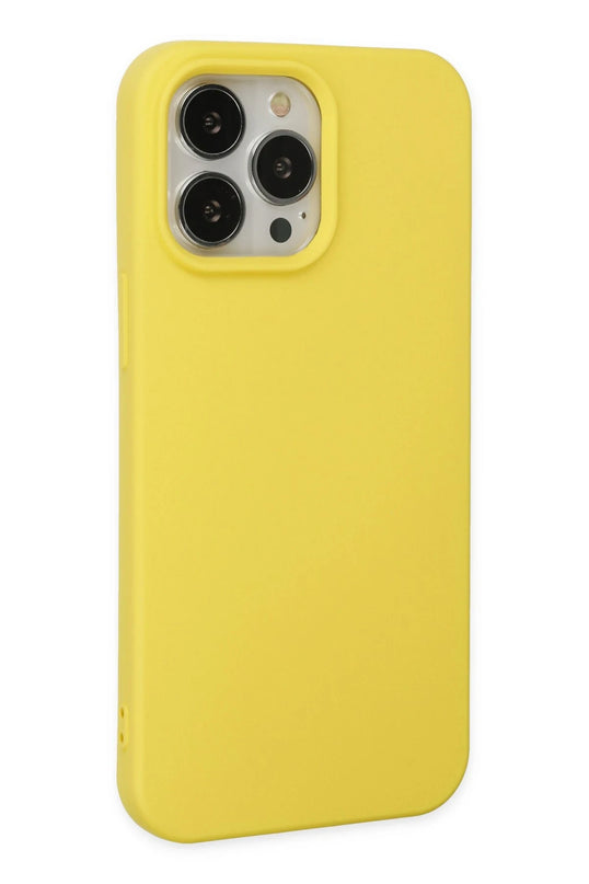 iPhone 14 Pro Max Nano içi Kadife Silikon Kılıf - Sarı 2